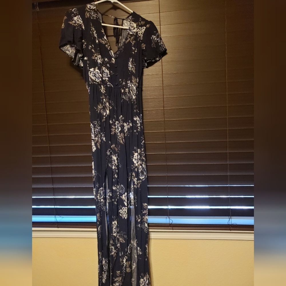 Navy blue floral maxi dress
